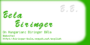 bela biringer business card